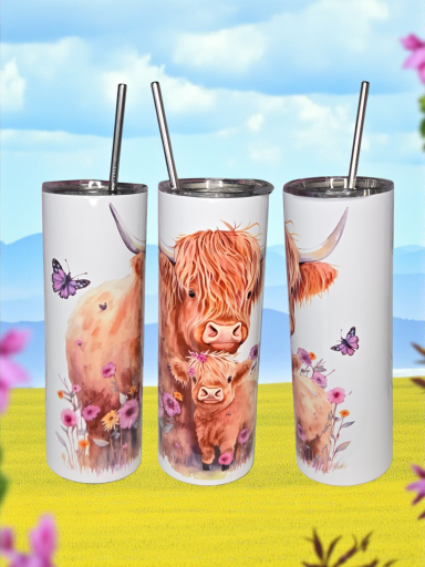 highland-cow-tumbler-uk.jpg Highland cow tumbler gift UK with cute fluffy cow design